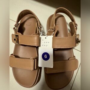 Jonie Ankle Strap Footbed Sandals - A New Day™ Taupe Size 6